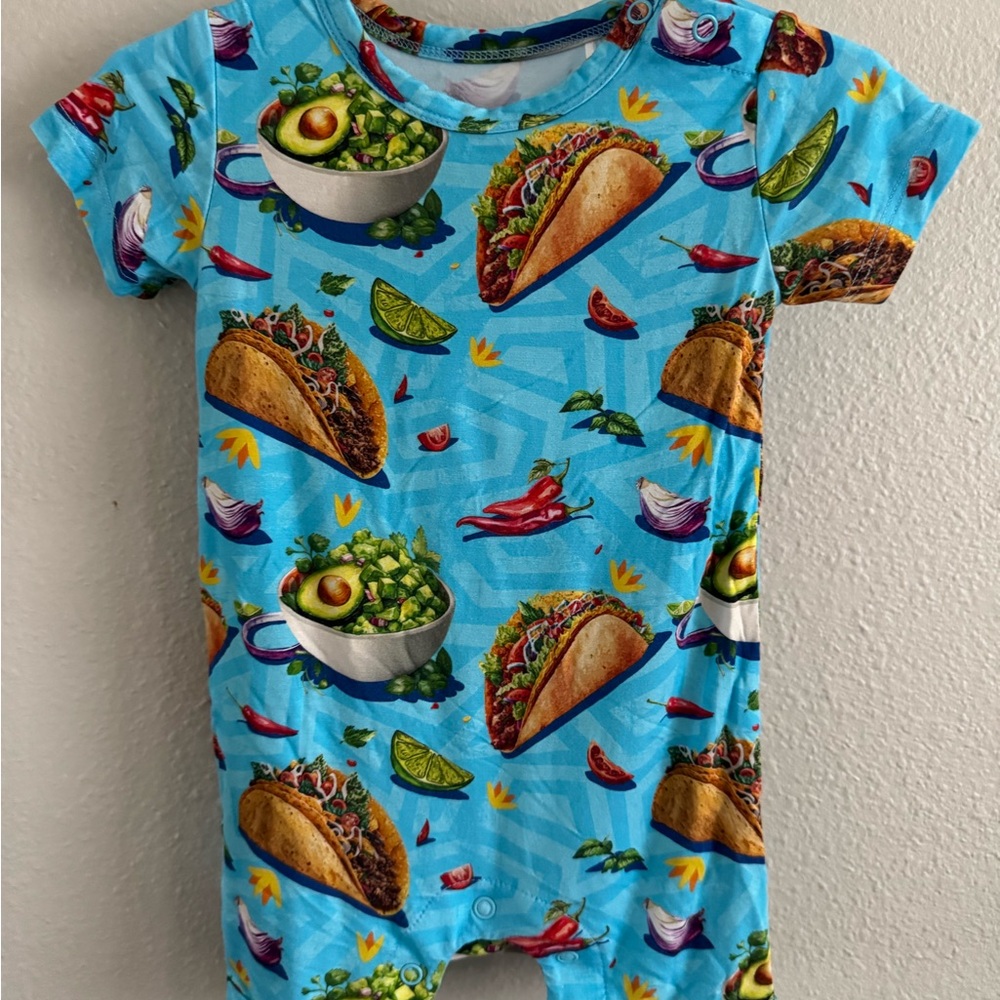 Bums & Roses Taco Print Romper 12-18M